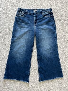 NWOT Kut from the Kloth Wide-Leg Raw Hem Jeans in Dark Blue Wash Size 16P